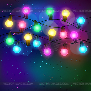 Celebration background with garland of bulbs glowing - vector image