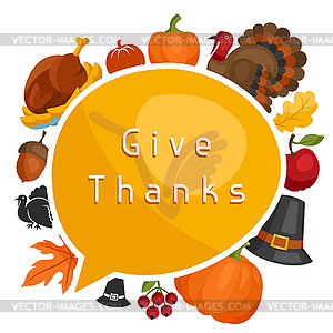 Happy Thanksgiving Day card design with holiday - vector clipart