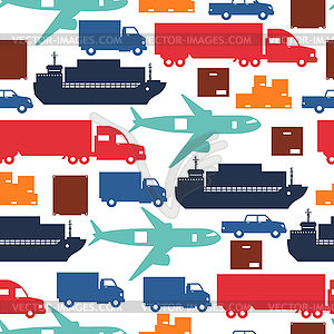 Freight cargo transport icons seamless pattern in - vector clipart / vector image