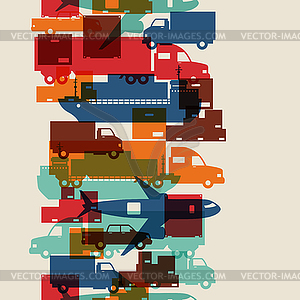 Freight cargo transport icons seamless pattern in - vector image