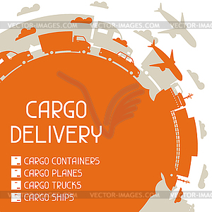 Freight cargo transport icons background in flat - vector clipart