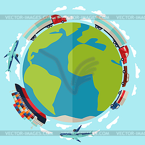 Freight cargo transport background in flat design - vector EPS clipart