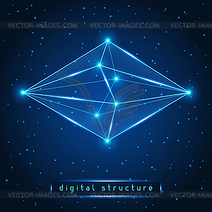 Abstract glowing geometric figure on starry - vector clipart