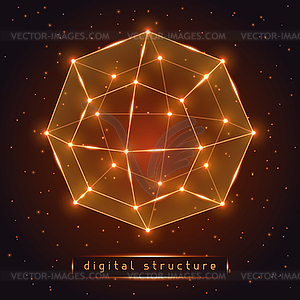 Abstract glowing geometric figure on starry - vector image