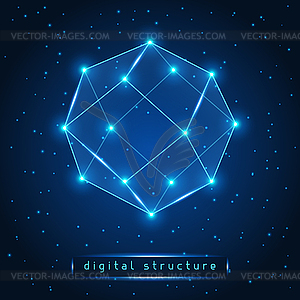 Abstract glowing geometric figure on starry - vector EPS clipart