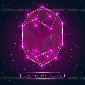 Abstract glowing geometric figure on starry - vector image