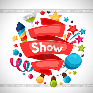 Carnival show and party greeting card with - vector clip art