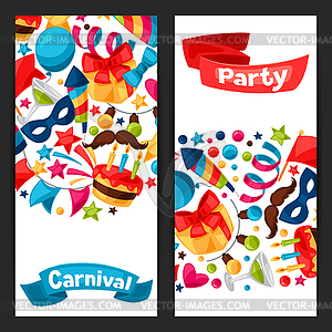 Carnival show and party banners with celebration - vector image