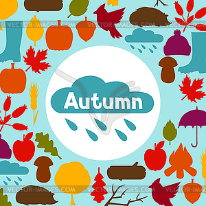 Background design with autumn icons and objects - vector clipart