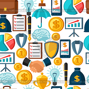 Business and finance seamless pattern of flat icons - vector image