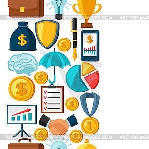 Business and finance seamless pattern of flat icons - vector clipart