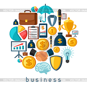 Business and finance concept of flat icons in shape - vector image