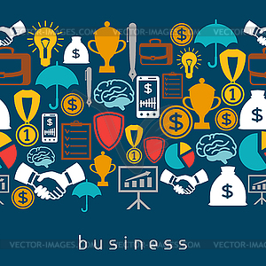 Business and finance seamless pattern of flat icons - vector clipart / vector image