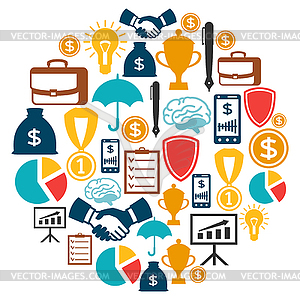 Business and finance concept of flat icons in shape - vector image
