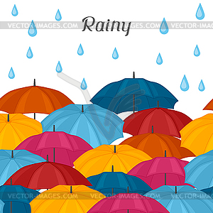 Abstract background with colored umbrellas and - vector image