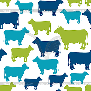 Cow silhouette seamless pattern background for - vector clipart