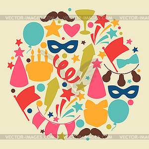 Carnival show and party greeting card with - vector clip art