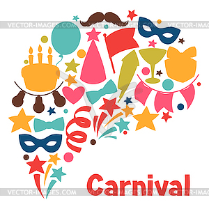 Carnival show and party greeting card with - vector clipart