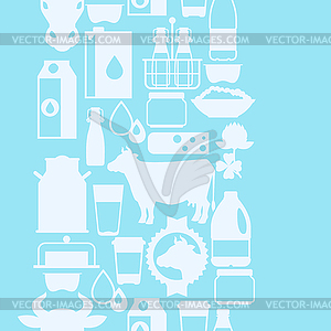 Milk seamless pattern with dairy products and - vector image