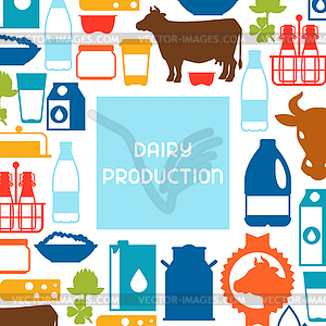 Молоко фон с молочными продуктами и объектов - векторное графическое изображение
