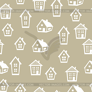 Town seamless pattern with cottages and houses - vector image