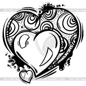 Template with Valentine hearts in line art style - vector image