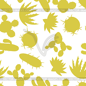 Cactuses and plants stylized natural seamless - vector clipart