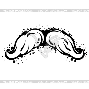 Hipster black mustache in line art style - vector clipart