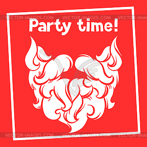 Party time background with Santa mustache and beard - vector clip art