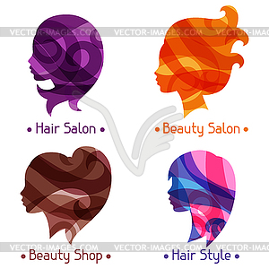 Women silhouettes emblems of beauty or - vector image