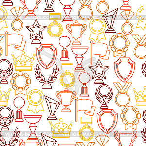 Awards and trophy sport or business line icons - vector clipart