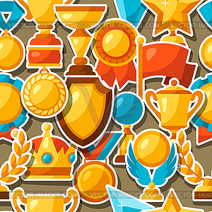 Sport or business award sticker icons seamless - royalty-free vector image