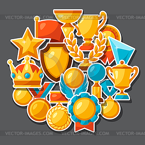 Sport or business award sticker icons background - vector clip art