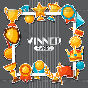 Sport or business award sticker icons background - vector clipart