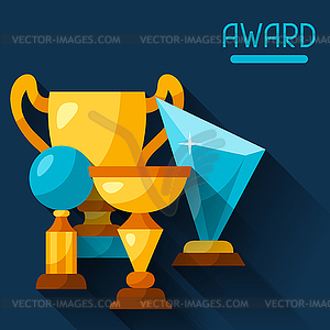 Sport or business background with award and trophy - vector image