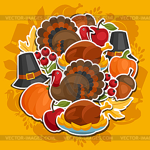 Happy Thanksgiving Day background design with - vector image