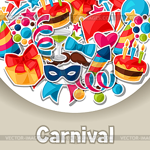 Carnival show and party greeting card with - vector image