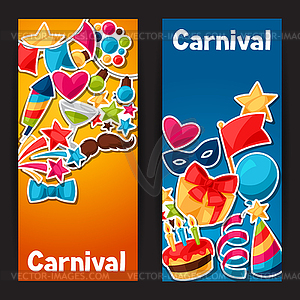 Carnival show and party banners with celebration - vector clipart