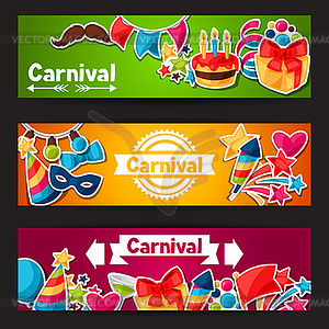 Carnival show and party banners with celebration - vector image