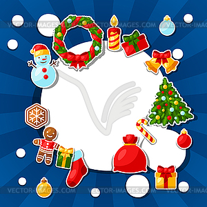 Merry Christmas and Happy New Year sticker - vector clipart