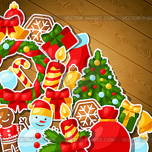 Merry Christmas and Happy New Year sticker - vector clipart / vector image
