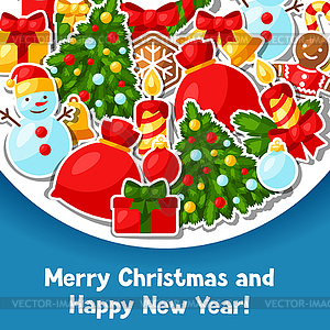С Рождеством и Новым Годом стикер - клипарт в векторном формате
