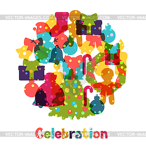 Merry Christmas and Happy New Year invitation card - vector image