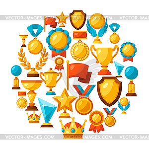 Sport or business background with award icons - vector image