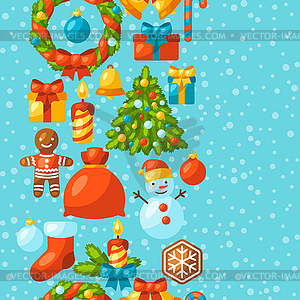 Merry Christmas holiday seamless pattern with - vector clipart