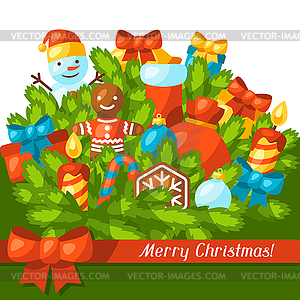 Merry Christmas holiday greeting card with - royalty-free vector image