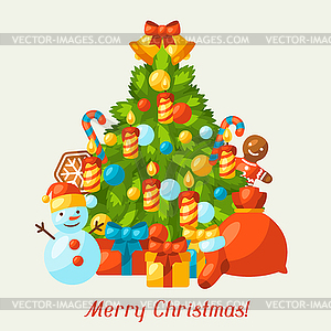 Merry Christmas holiday greeting card with - vector image