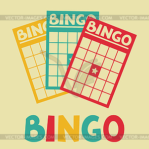 Bingo or lottery retro game with cards - vector image