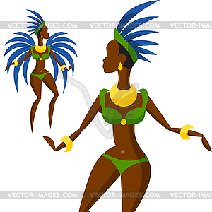 Brazilian carnival girl dansing samba - vector image