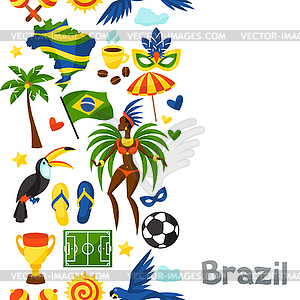 Brazil seamless pattern with stylized objects and - vector image